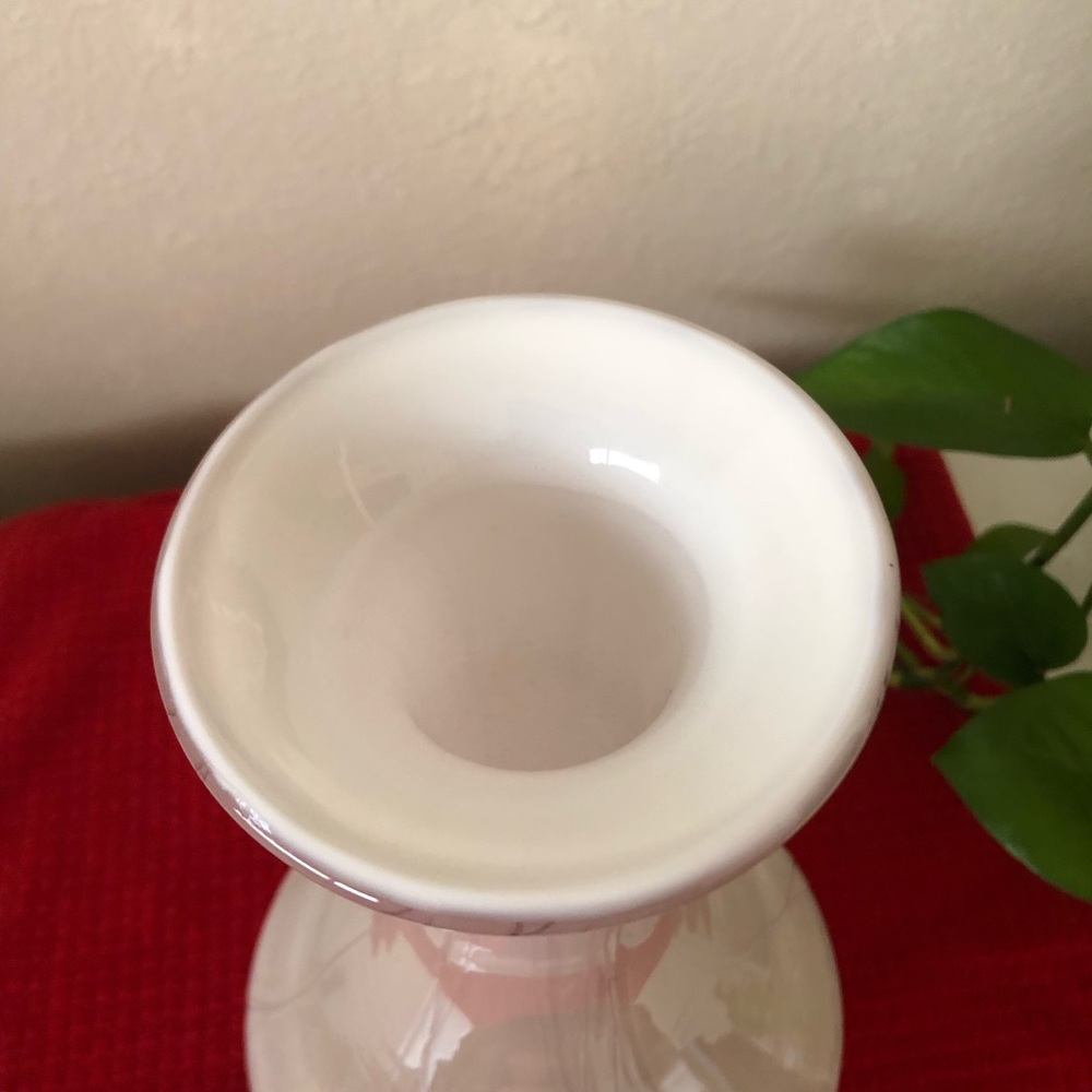 Vintage Pink Iridescent Luster Art Glass Vase - Picture 5 of 11